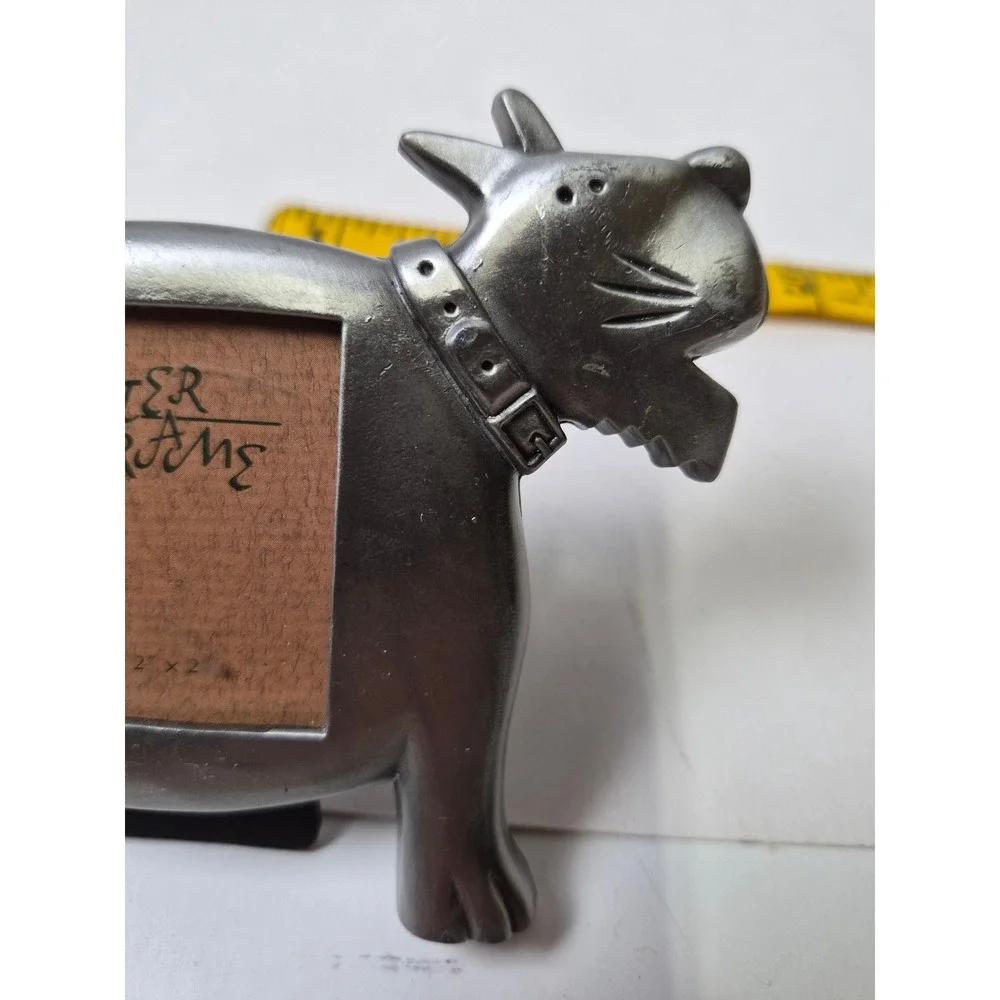 Vintage Pewter Scottie Dog Picture Frame Scottish Terrier Mini Tabletop Decor